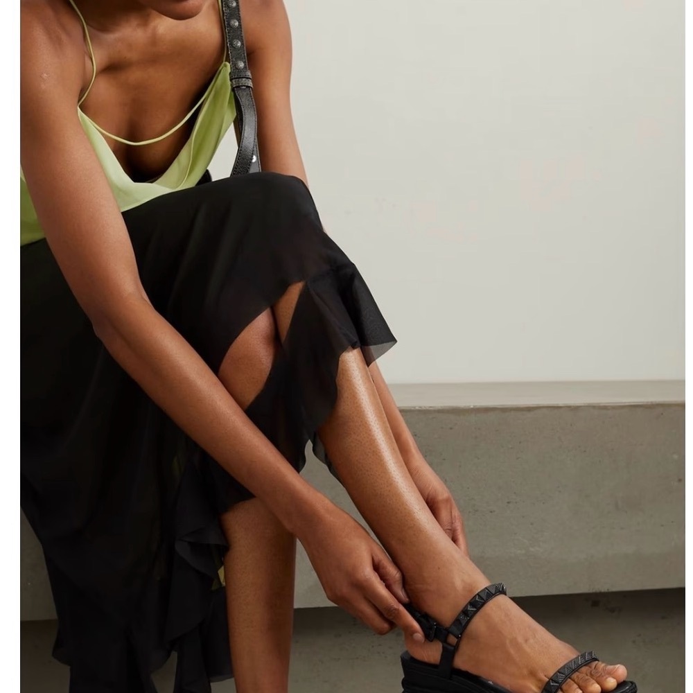 Christian Louboutin Black Studded Sandals - Picture 2 of 9
